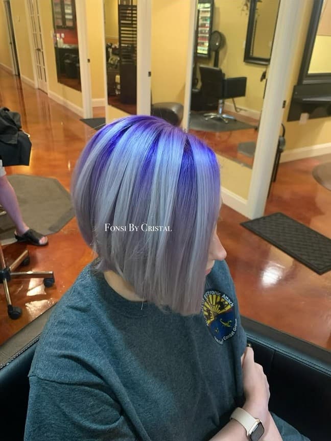 Silver and purple hair color